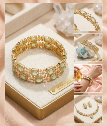Aura Mint & Flora CZ Statement Kada