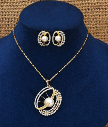 Elegant Pearl Orbit Pendant Set