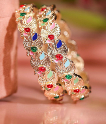 Mayur Meenakari Traditional Kada Bangle Set