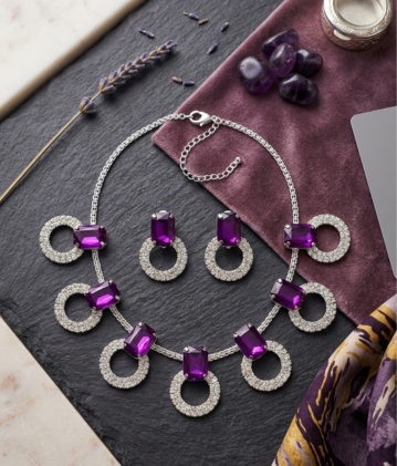 Regal Violet Geometric Statement Set
