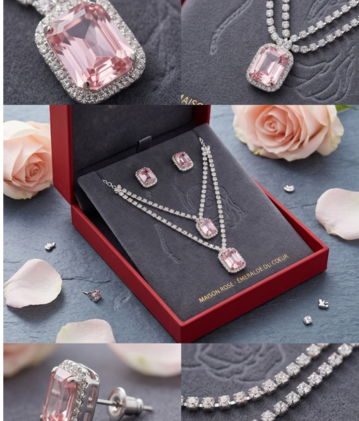 Luxurious Blush Pink Emerald-Cut Tennis Suite