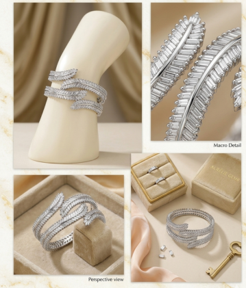 Serpentine baguette Crystal Statement Cuff