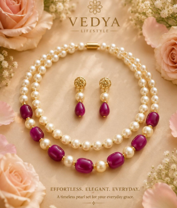 Vedya Heritage Filigree Pearl Choker Set