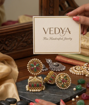 Vedya Royal Heritage Kemp & Pearl Square Box Jhumka Earrings