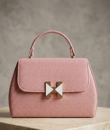 Blossom Pink Textured Top-Handle Satchel
