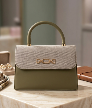 Elegant Olive & Twill Top-Handle Crossbody Bag