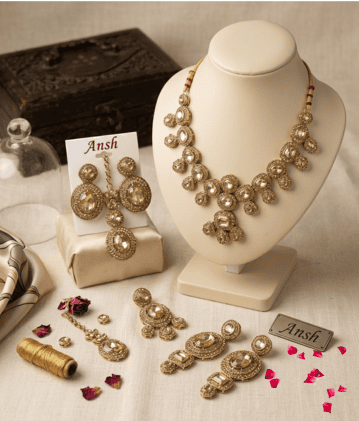 champagne-colored kundan stones