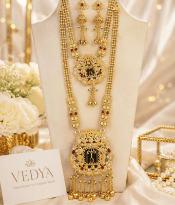 Royal Heritage Layered Temple Gold Jewelry Set with Jhumka Earrings