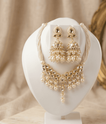 Exquisite Kundan & Pearl Jewelry Set with Matching Jhumka Earrings